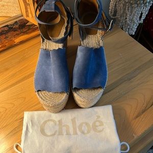 Chloe espadrille wedges - blue suede